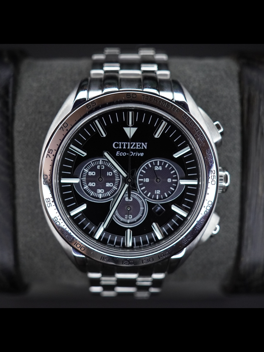 Citizen Eco-Drive Men's Carson Chronograph GMT Date Silver Watch 43MM CA4540-54E